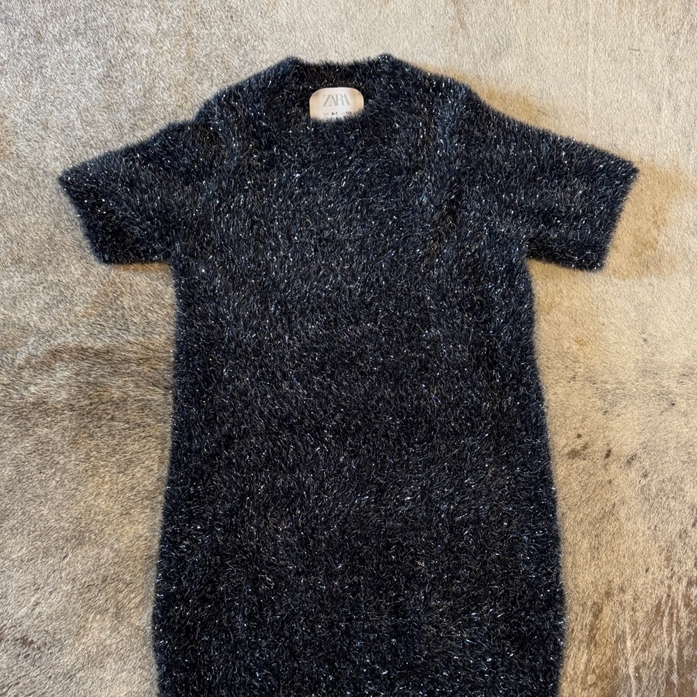 Zara Kids Charcoal Textured Knit Dress